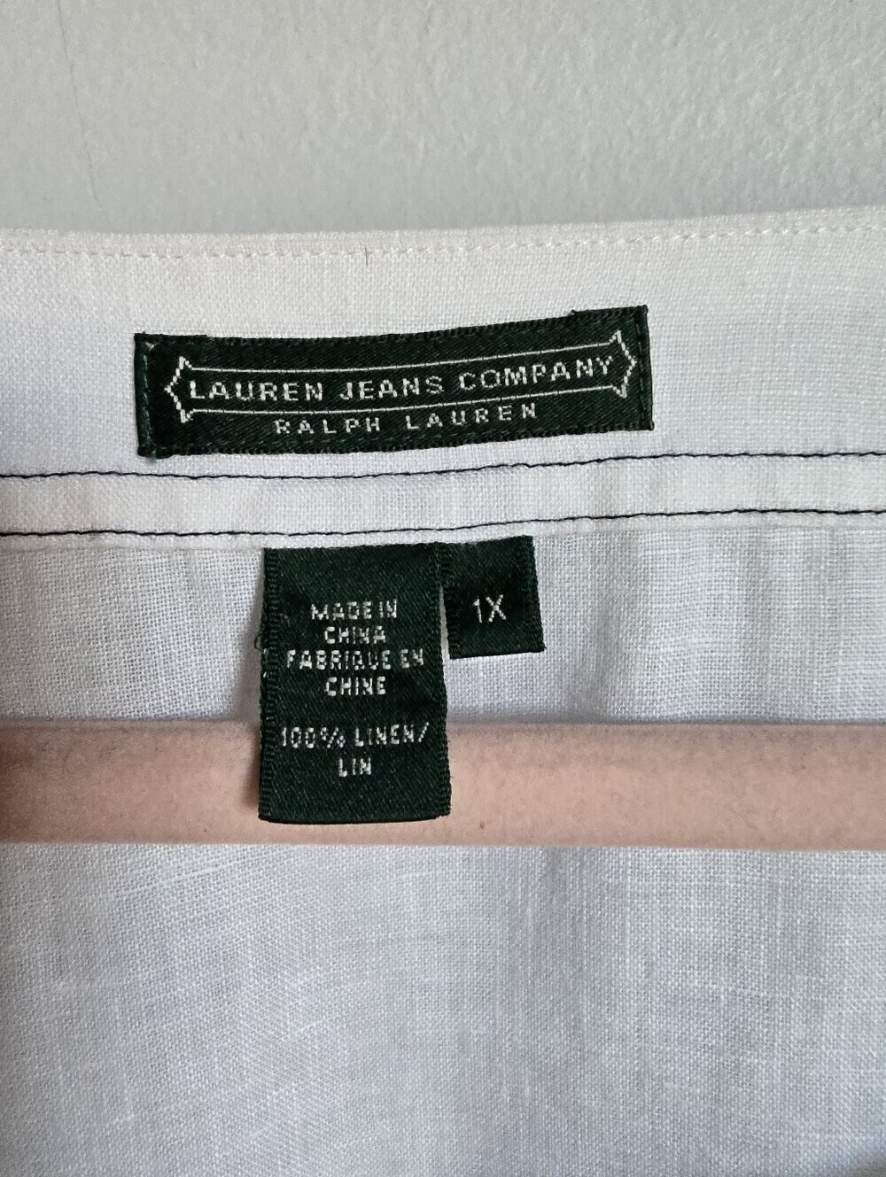 Ralph Lauren White 100% Linen White 3/4 Sleeve Lace-up Popover Shirt SZ 1X Boho - Picture 6 of 8